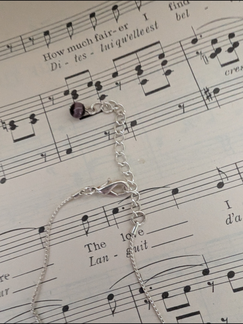 Purple Glass Bead Necklace on Silver Chain - Classic Women’s Jewelry - Picture 4 of 8